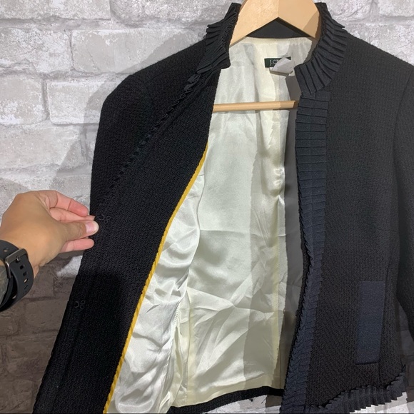 J. CREW WOOL BLEND BLAZER WITH RIBBON TRIM. HOOK AND LOOP CLOSURE. CUFF DETAIL. - Picture 7 of 11